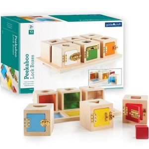 Vkládačka - Zamykací krabičky s tvary, 12ks (Guidecraft)