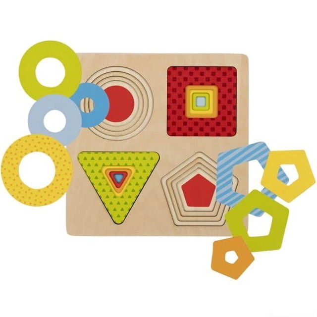 Puzzle vícevrstvé - Geometrické tvary, 4 vrstvy (Goki)