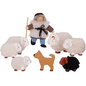 Panenky do domečku - Bača s ovečkami, 8ks (Goki)