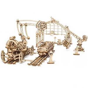 Ugears 3D mechanické puzzle Železniční jeřáb manipulátor 354 ks