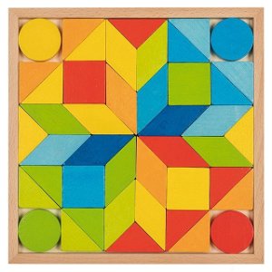 Mozaika - Dřevěné tvary na desce, 44 dílků (Goki)