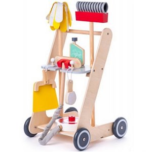 Hospodyňka - Dětský úklidový vozík dřevěný (Woody)