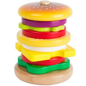 Skládačka s kroužky - Hamburger dřevěná (Small foot)