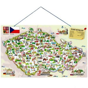 Puzzle magnetické - Mapa ČR s obrázky a hrou, 3v1 (Woody)