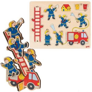 Puzzle vkládací - Balanční hasiči, 8ks (Goki)