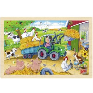 Puzzle na desce - Traktor na farmě, 24ks (Goki)