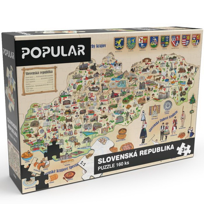 Puzzle z kartónu - Mapa Slovenska, 160ks (Popular)