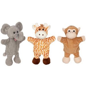 Maňásci - Sada 3ks na ruku - Slon, žirafa, opice (Goki)