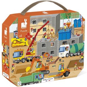 Puzzle v kufříku - Na stavbě, 36 dílků (Janod)