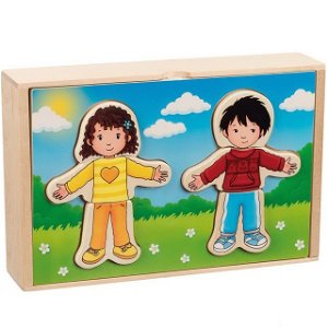 Puzzle oblékání - Šatní skříň holka a kluk, 36ks (Goki)