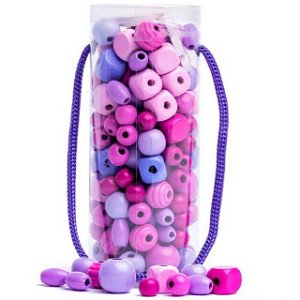 Navlékací perle - Mix korálků v tubě, růžová (Woody)