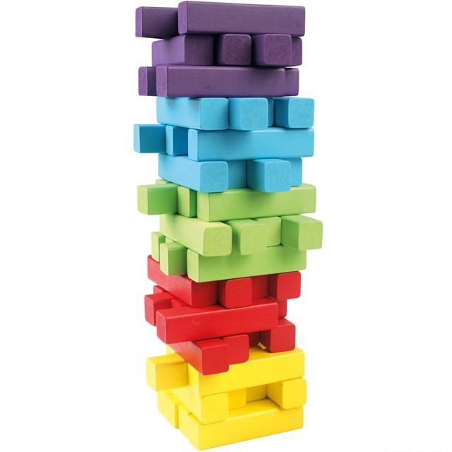 Jenga barevná - Hra věž, 60 kostiček + kostka (Bino)