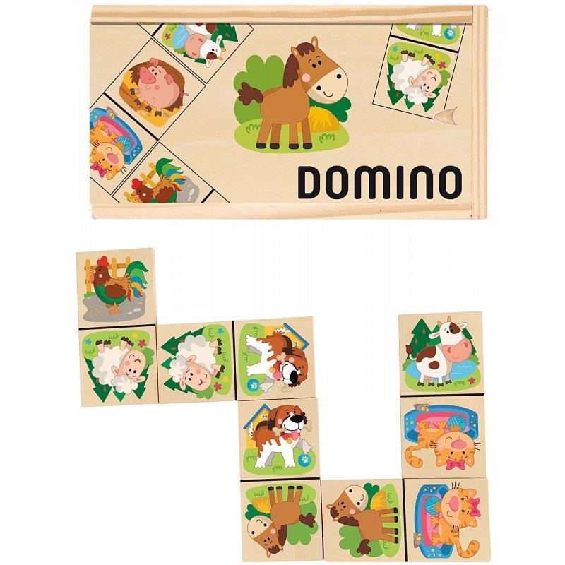 Domino - Domácí zvířata dřevěné, 28ks (Woody)