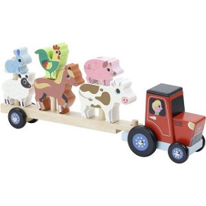 Auto - Nasazovačka traktor se zvířátky dřevěný (Vilac)