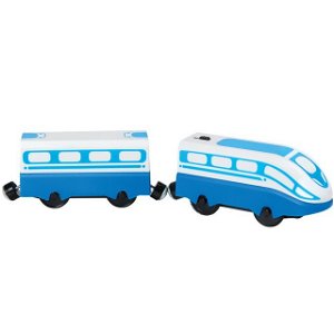 Vláčkodráha vláčky - Elektrická lokomotiva, modrý osobní (Bino)