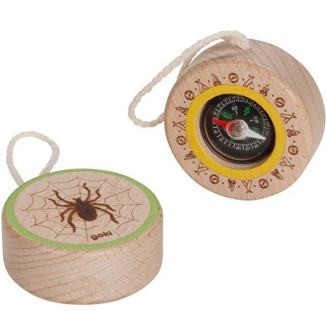 Dětský kompas - Přírodní s pavoukem (Goki)