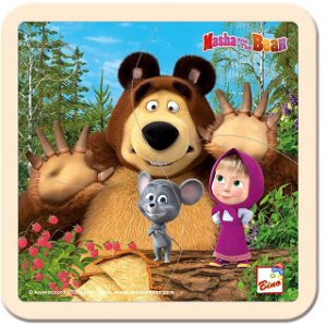 Puzzle pro nejmenší - Na desce, Máša a Medvěd s myškou 15x15cm (Bino)