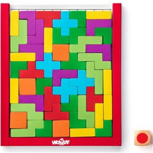 Mozaika - Dřevěný Tetris s kostkou, 48 dílků (Woody)