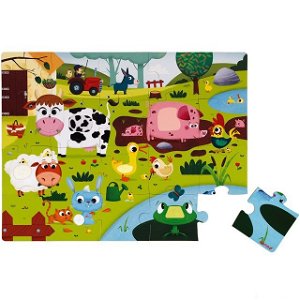 Puzzle hmatové - Dotykové, Zvířátka na farmě, 20ks (Janod)