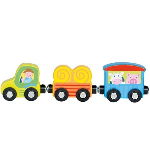 Vláčkodráha auta - Traktor s vagónky dřevěný (Goki)