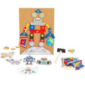 Hra s kladívkem - Deska s přibíjecími tvary, Roboti (Small foot)