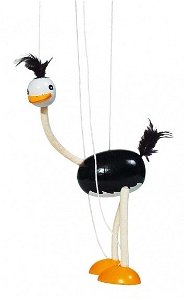 Loutka marioneta - Černý pštros (Goki)