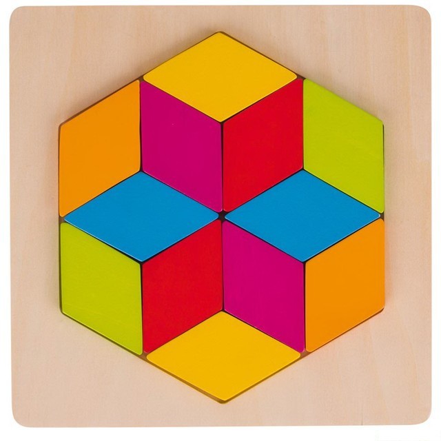Mozaika - Vkládačka šestiúhelník na desce, 12 dílků (Goki)