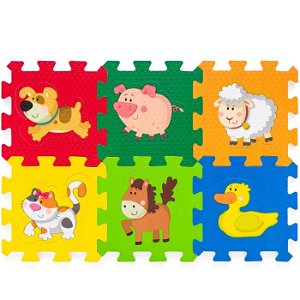 Puzzle pěnové - 15x15cm, 6ks, Zvířátka (Plastica)