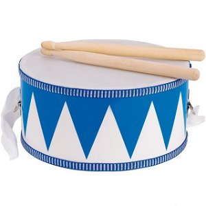 Hudba - Bubínek dřevěný, Modrý, 20cm (Goki)