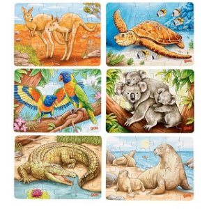 Puzzle dřevěné - Mini, Australská zvířátka, 24 dílků, 1ks (Goki)