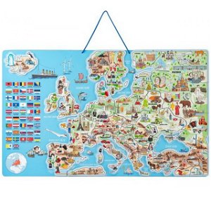 Puzzle magnetické - Mapa evropy v obrázcích, 3v1 (Woody)