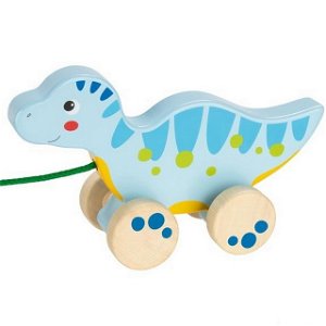 Tahací hračka - Dinosaurus modrý dřevěný (Goki)