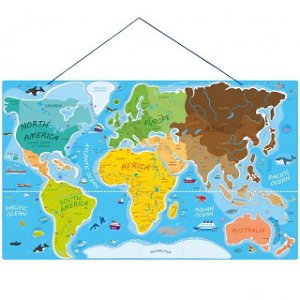 Puzzle magnetické - Mapa svět v obrázcích, 2v1 (Woody)