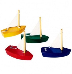 Loďka dřevěná - Mini plachetnice, 4ks (Goki)