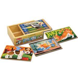 Puzzle dřevěné - V krabičce, Mazlíčci, 48ks (M&amp;D)