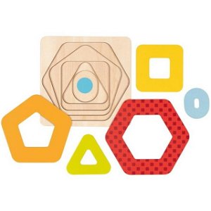 Puzzle vícevrstvé - Geometrické tvary menší, 5 vrstev (Goki)