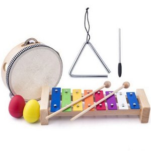 Hudba - Muzikální set, 4 nástroje, S trianglem (Woody)