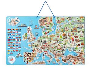 WOODY Hra spoločenská Mapa Evropy, magnetická 3v1, CZ