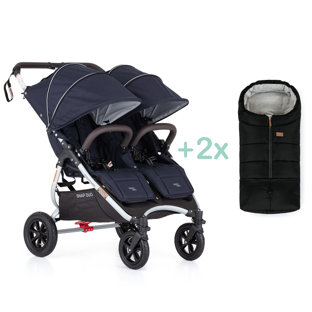 VALCO BABY Kočárek dvojčatový včetně nánožníků Snap Duo Sport Navy + PETITE&MARS fusak Jibot ZDARMA