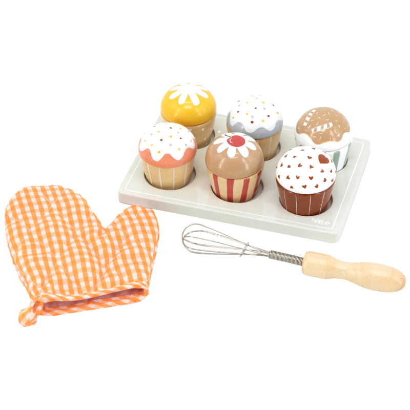 TRYCO Dřevěný Cupcake Set