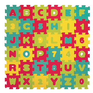 Puzzle pěnové 90x90cm písmena a čísla
