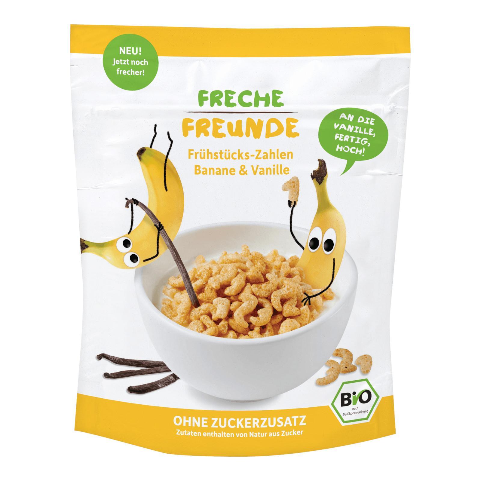 FRECHEFREUN FRECHE FREUNDE BIO Cereálie křupavá čísla Banán a vanilka 125 g, 12m+