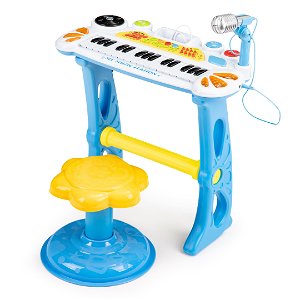 Multistore Dětský klavír Ecotoys se židličkou a mikrofonem modrý