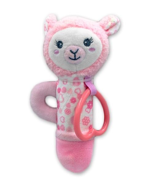 Tulilo Plyšová hračka s chrastítkem Lama, 17 cm - růžová