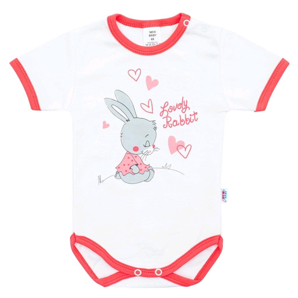 Dětské body s krátkým rukávem New Baby Lovely Rabbit růžové Růžová 86 (12-18m)