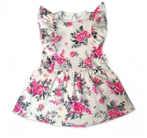 Baby Nellys Letní šaty s krátkým rukávem New Roses - smetanové, vel. 68, 68 (3-6m)