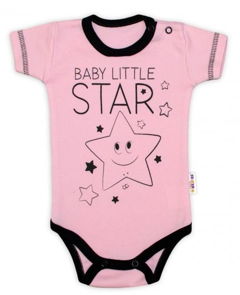 Body krátký rukáv Baby Nellys, Baby Little Star - růžové, vel. 56, 56 (1-2m)