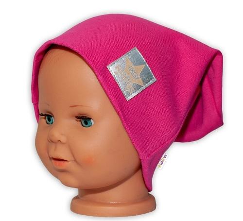 Baby Nellys Hand Made Dětská funkční čepice s dvojitým lemem - tm. růžová, vel. 110, 110 (4-5r)