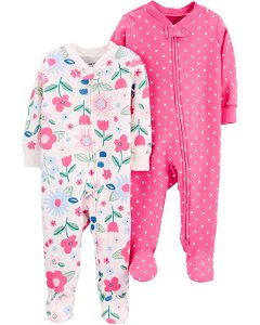 CARTERS CARTER'S Overal na zip Sleep&Plays Flowers and Dots dívka LBB 2ks PRE, vel. 46