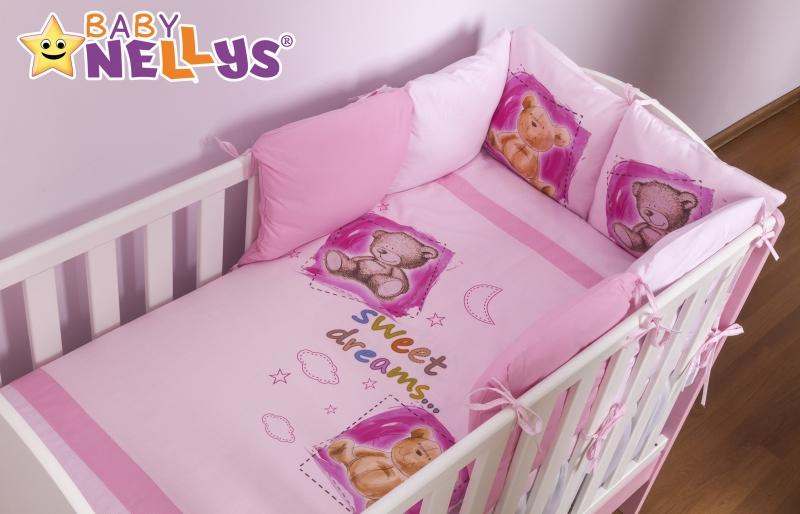 Baby Nellys Povlečení s polštářkovým mantinelem Sweet Dreams by TEDDY - růžový, 120x90